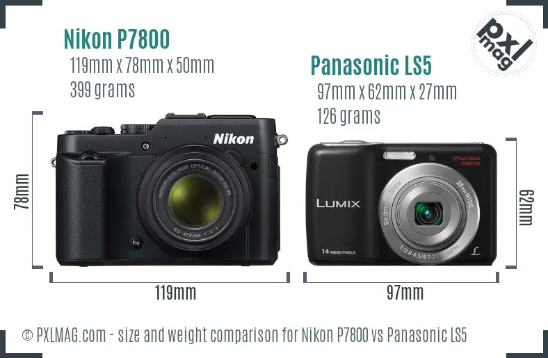 Nikon P7800 vs Panasonic LS5 size comparison