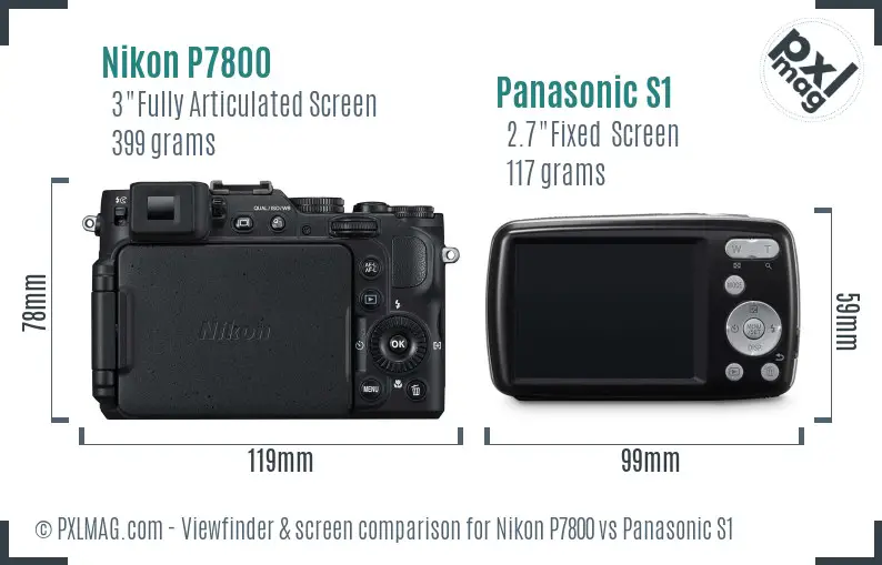 Nikon P7800 vs Panasonic S1 Screen and Viewfinder comparison