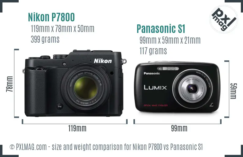 Nikon P7800 vs Panasonic S1 size comparison