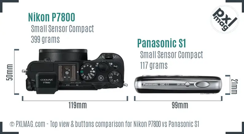 Nikon P7800 vs Panasonic S1 top view buttons comparison