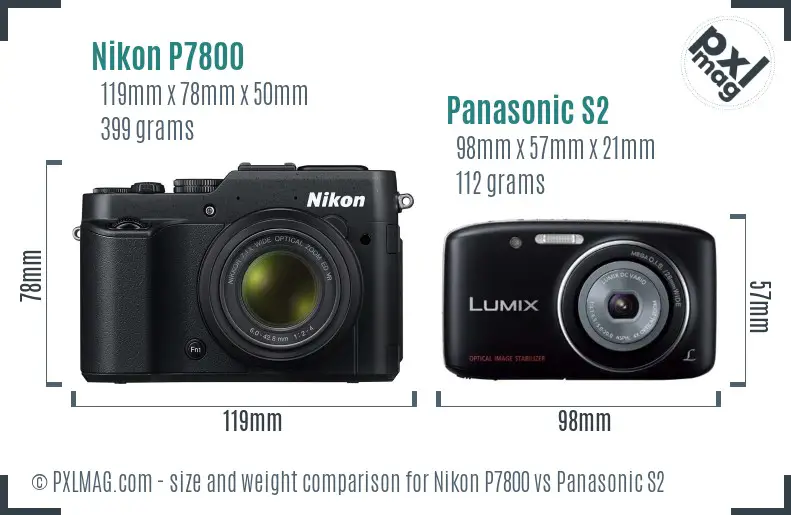 Nikon P7800 vs Panasonic S2 size comparison
