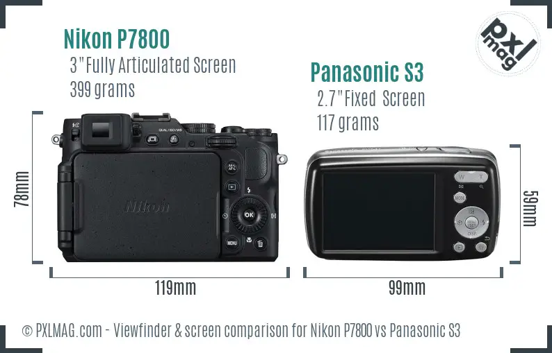 Nikon P7800 vs Panasonic S3 Screen and Viewfinder comparison