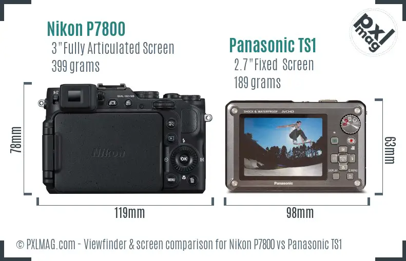 Nikon P7800 vs Panasonic TS1 Screen and Viewfinder comparison
