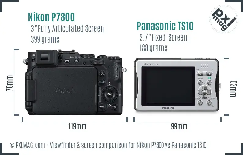 Nikon P7800 vs Panasonic TS10 Screen and Viewfinder comparison