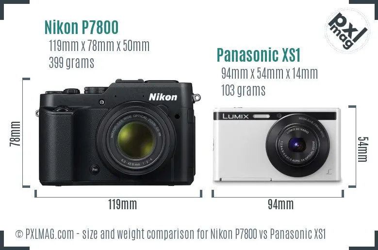 Nikon P7800 vs Panasonic XS1 size comparison
