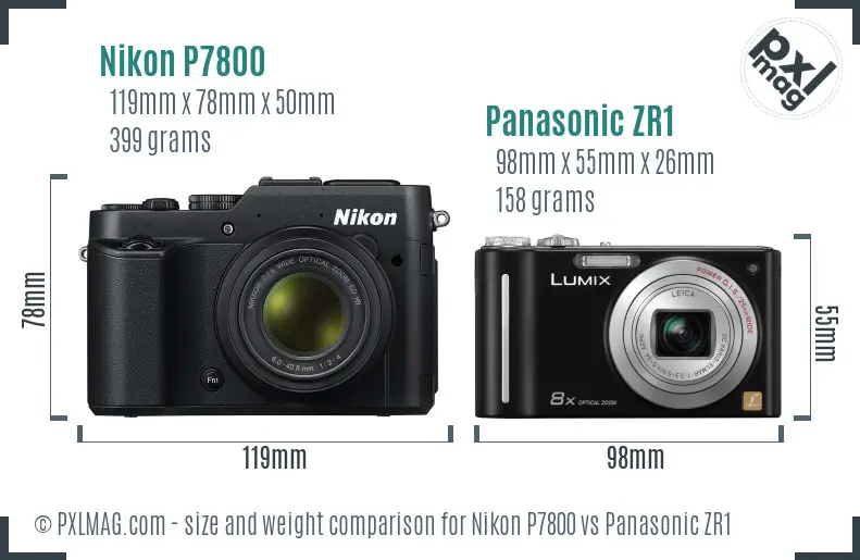 Nikon P7800 vs Panasonic ZR1 size comparison