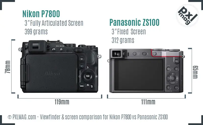 Nikon P7800 vs Panasonic ZS100 Screen and Viewfinder comparison Nikon P7800 vs Panasonic ZS100 Screen and Viewfinder comparison
