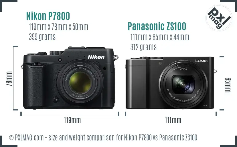Nikon P7800 vs Panasonic ZS100 size comparison Nikon P7800 vs Panasonic ZS100 size comparison