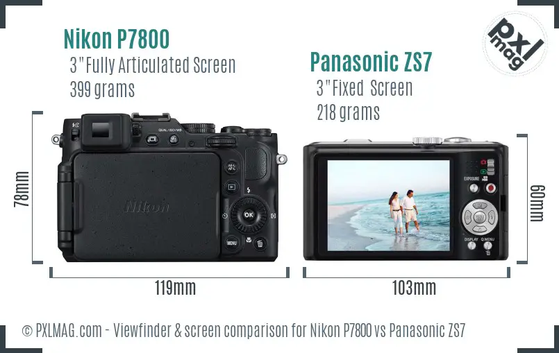Nikon P7800 vs Panasonic ZS7 Screen and Viewfinder comparison Nikon P7800 vs Panasonic ZS7 Screen and Viewfinder comparison