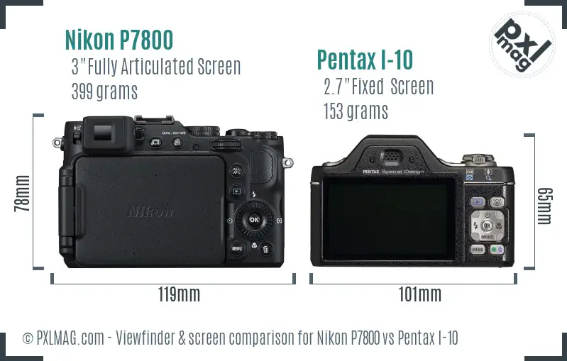 Nikon P7800 vs Pentax I-10 Screen and Viewfinder comparison