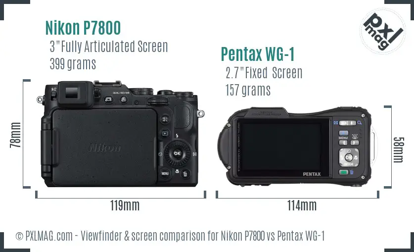 Nikon P7800 vs Pentax WG-1 Screen and Viewfinder comparison