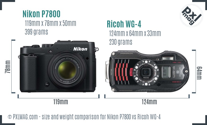 Nikon P7800 vs Ricoh WG-4 size comparison Nikon P7800 vs Ricoh WG-4 size comparison