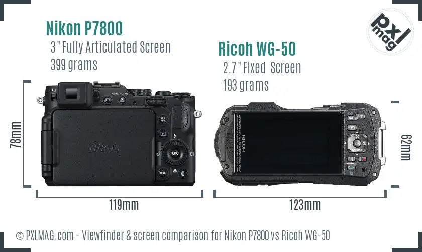 Nikon P7800 vs Ricoh WG-50 Screen and Viewfinder comparison Nikon P7800 vs Ricoh WG-50 Screen and Viewfinder comparison