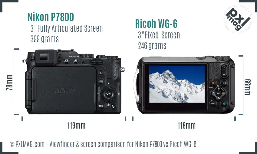 Nikon P7800 vs Ricoh WG-6 Screen and Viewfinder comparison Nikon P7800 vs Ricoh WG-6 Screen and Viewfinder comparison