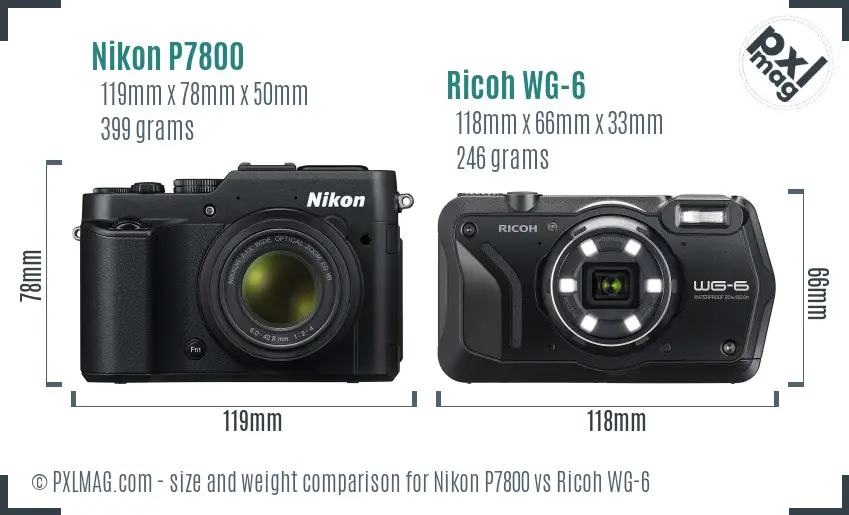 Nikon P7800 vs Ricoh WG-6 size comparison Nikon P7800 vs Ricoh WG-6 size comparison