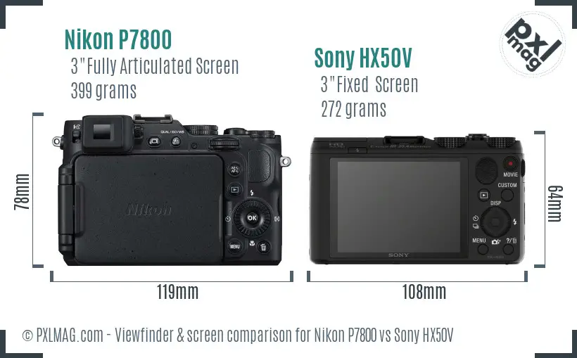 Nikon P7800 vs Sony HX50V Screen and Viewfinder comparison Nikon P7800 vs Sony HX50V Screen and Viewfinder comparison