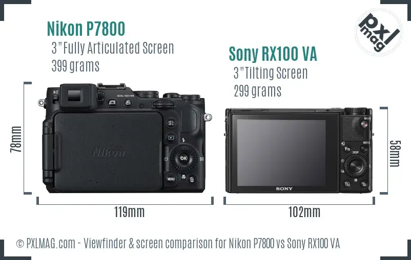 Nikon P7800 vs Sony RX100 VA Screen and Viewfinder comparison