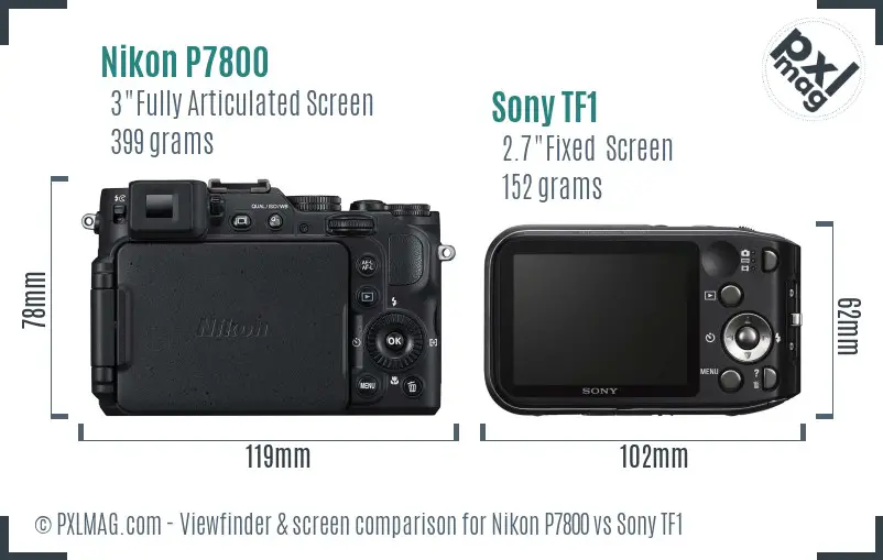 Nikon P7800 vs Sony TF1 Screen and Viewfinder comparison
