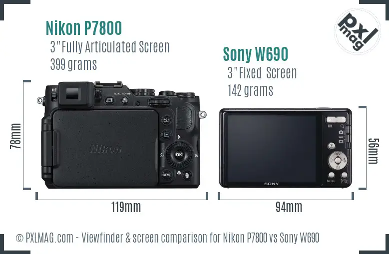 Nikon P7800 vs Sony W690 Screen and Viewfinder comparison