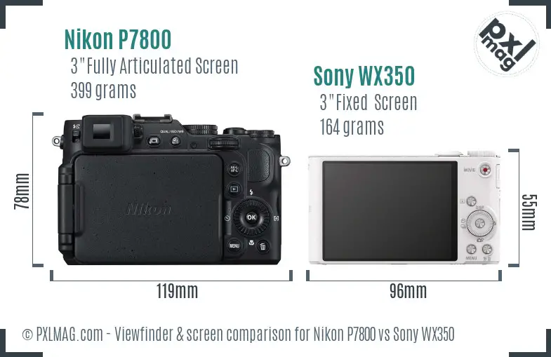 Nikon P7800 vs Sony WX350 Screen and Viewfinder comparison Nikon P7800 vs Sony WX350 Screen and Viewfinder comparison