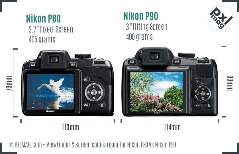 Nikon P80 vs Nikon P90 Screen and Viewfinder comparison