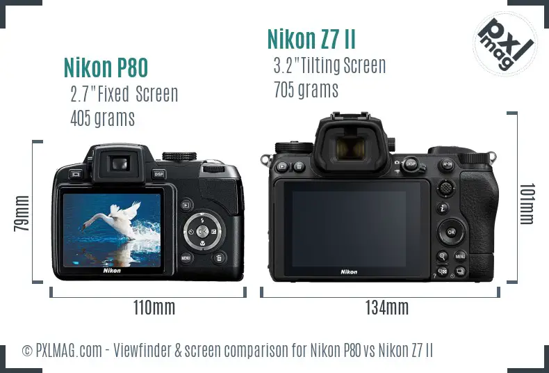 Nikon P80 vs Nikon Z7 II Screen and Viewfinder comparison