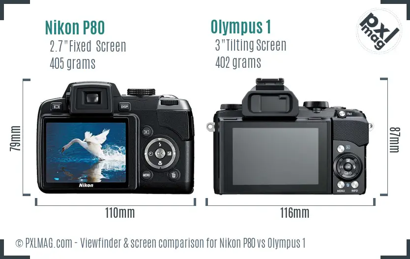 Nikon P80 vs Olympus 1 Screen and Viewfinder comparison
