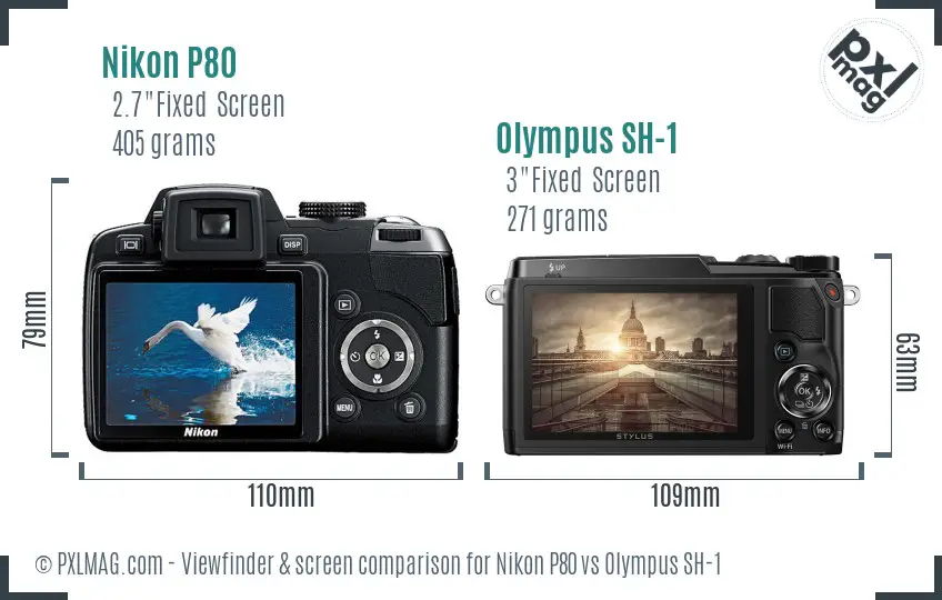Nikon P80 vs Olympus SH-1 Screen and Viewfinder comparison