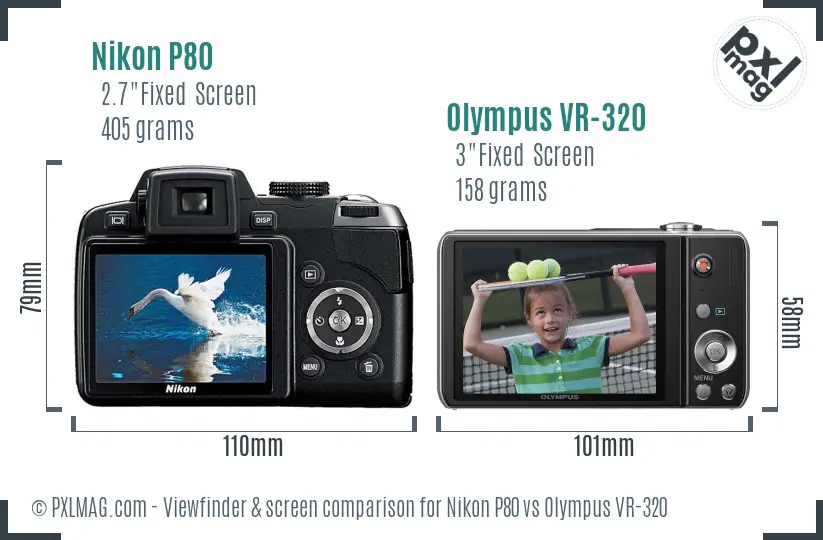 Nikon P80 vs Olympus VR-320 Screen and Viewfinder comparison