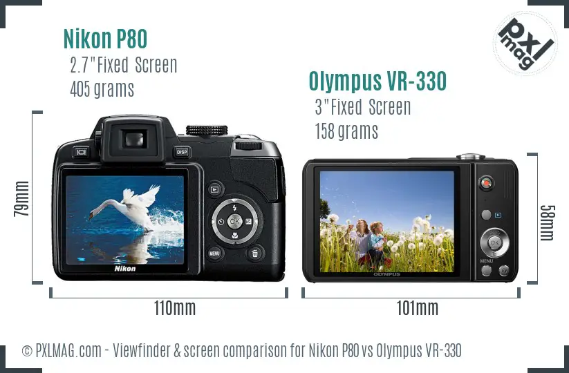 Nikon P80 vs Olympus VR-330 Screen and Viewfinder comparison Nikon P80 vs Olympus VR-330 Screen and Viewfinder comparison