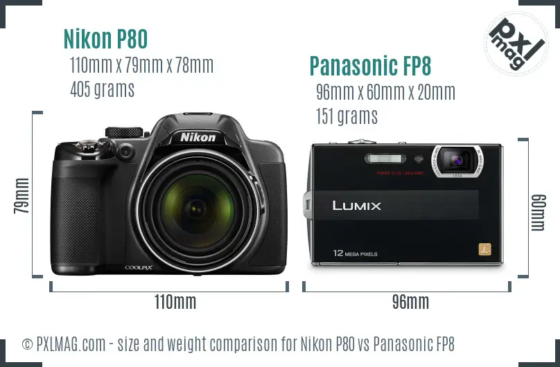 Nikon P80 vs Panasonic FP8 size comparison
