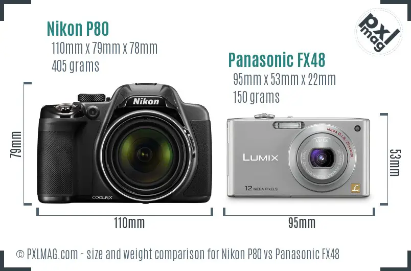 Nikon P80 vs Panasonic FX48 size comparison