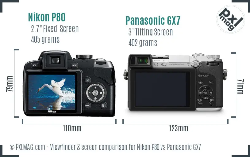Nikon P80 vs Panasonic GX7 Screen and Viewfinder comparison