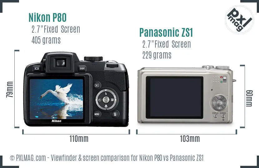 Nikon P80 vs Panasonic ZS1 Screen and Viewfinder comparison