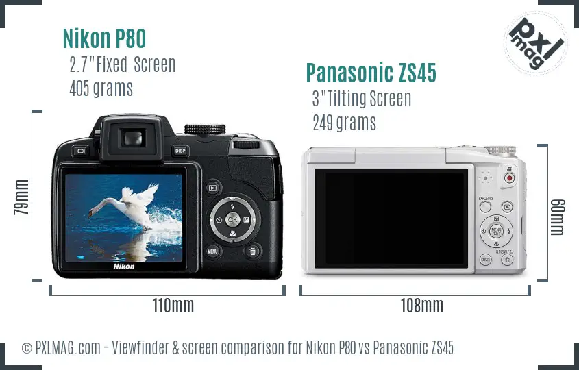 Nikon P80 vs Panasonic ZS45 Screen and Viewfinder comparison Nikon P80 vs Panasonic ZS45 Screen and Viewfinder comparison