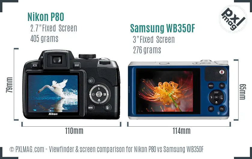 Nikon P80 vs Samsung WB350F Screen and Viewfinder comparison