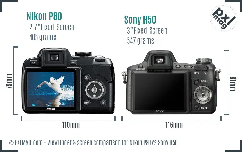 Nikon P80 vs Sony H50 Screen and Viewfinder comparison Nikon P80 vs Sony H50 Screen and Viewfinder comparison