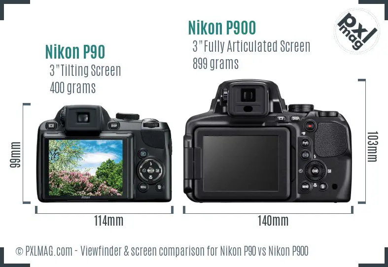 Nikon P90 vs Nikon P900 Screen and Viewfinder comparison