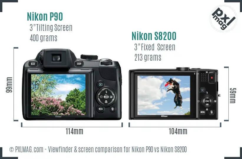 Nikon P90 vs Nikon S8200 Screen and Viewfinder comparison Nikon P90 vs Nikon S8200 Screen and Viewfinder comparison