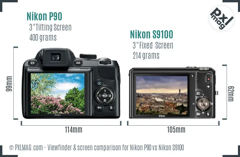 Nikon P90 vs Nikon S9100 Screen and Viewfinder comparison