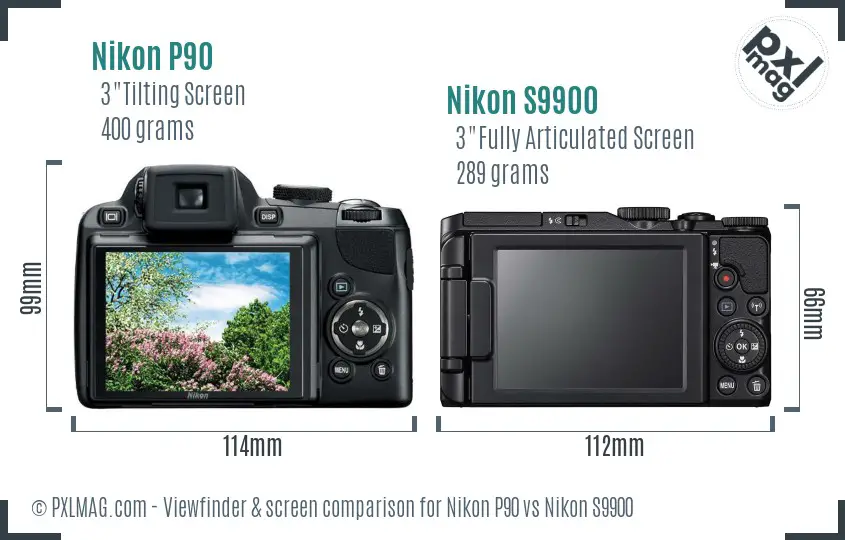 Nikon P90 vs Nikon S9900 Screen and Viewfinder comparison
