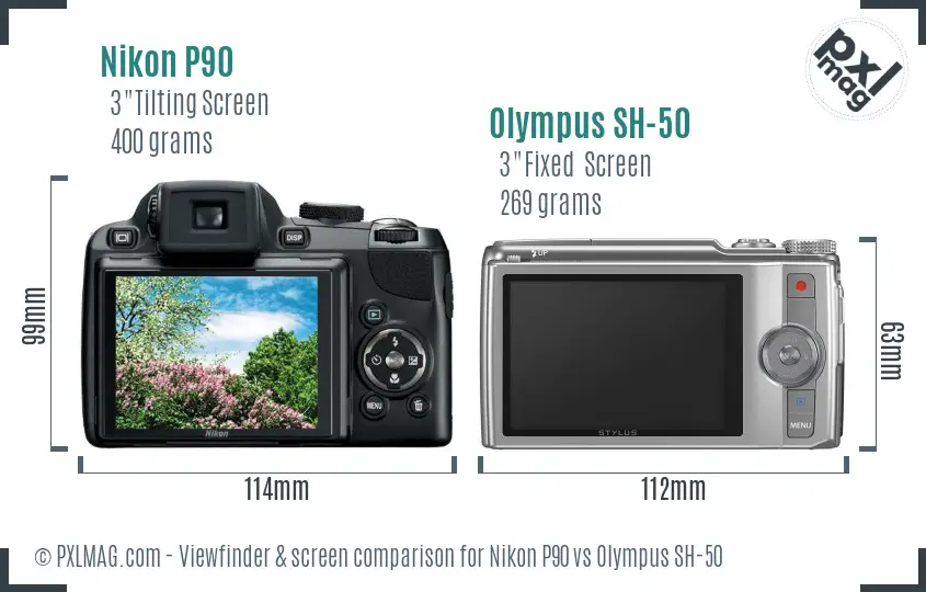 Nikon P90 vs Olympus SH-50 Screen and Viewfinder comparison Nikon P90 vs Olympus SH-50 Screen and Viewfinder comparison