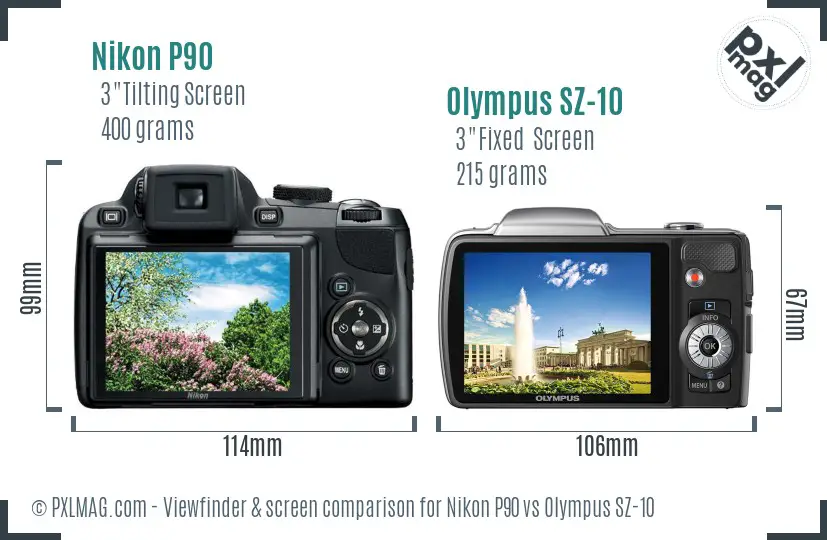 Nikon P90 vs Olympus SZ-10 Screen and Viewfinder comparison Nikon P90 vs Olympus SZ-10 Screen and Viewfinder comparison