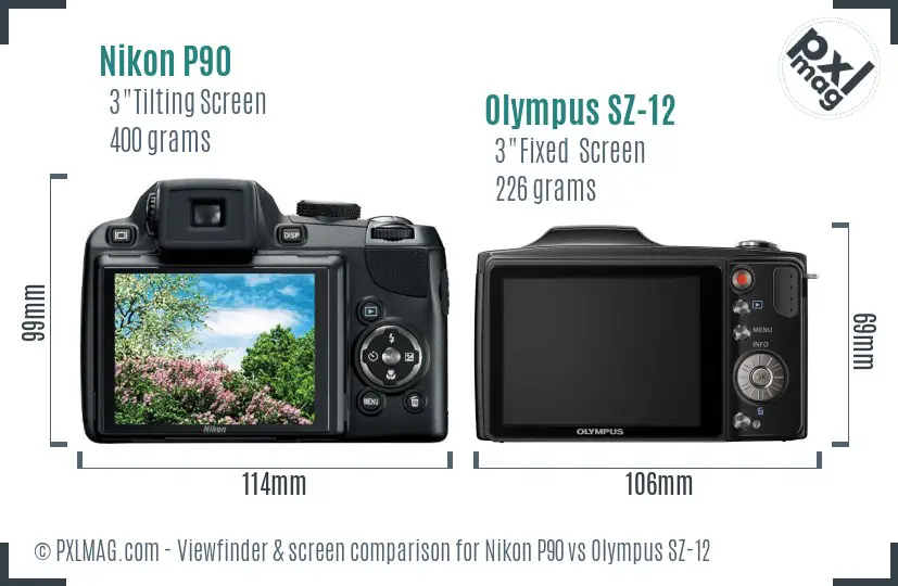 Nikon P90 vs Olympus SZ-12 Screen and Viewfinder comparison Nikon P90 vs Olympus SZ-12 Screen and Viewfinder comparison