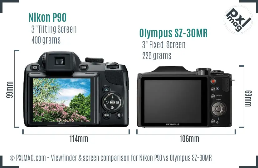 Nikon P90 vs Olympus SZ-30MR Screen and Viewfinder comparison Nikon P90 vs Olympus SZ-30MR Screen and Viewfinder comparison