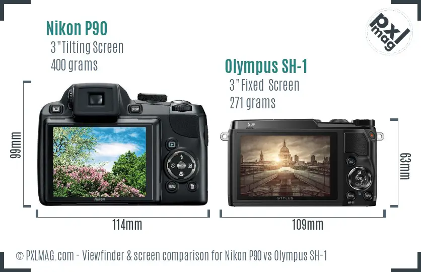 Nikon P90 vs Olympus SH-1 Screen and Viewfinder comparison Nikon P90 vs Olympus SH-1 Screen and Viewfinder comparison