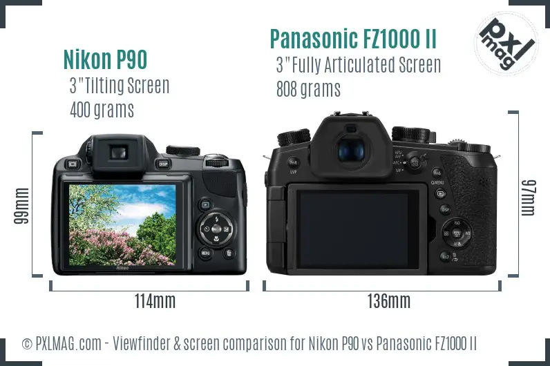 Nikon P90 vs Panasonic FZ1000 II Screen and Viewfinder comparison