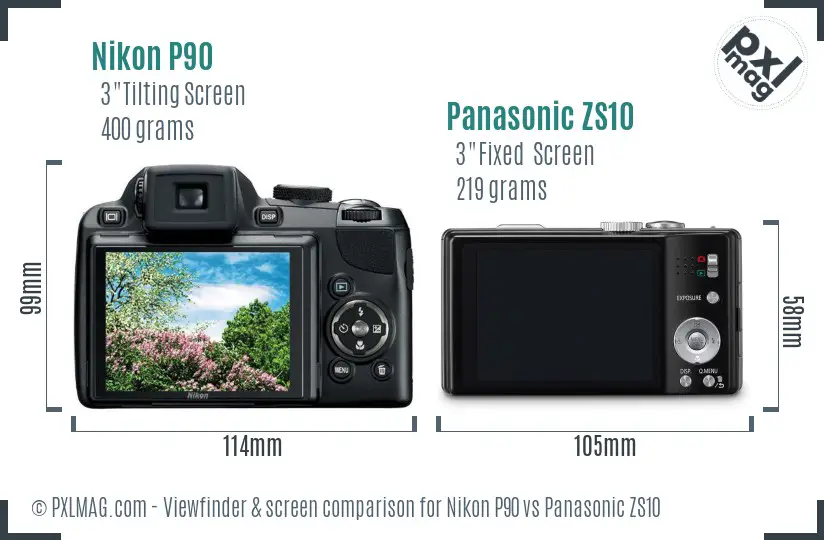 Nikon P90 vs Panasonic ZS10 Screen and Viewfinder comparison Nikon P90 vs Panasonic ZS10 Screen and Viewfinder comparison