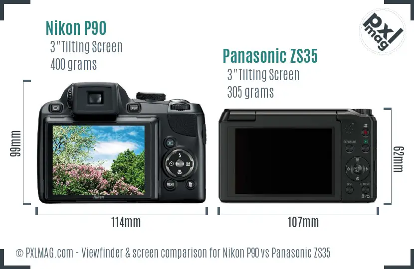 Nikon P90 vs Panasonic ZS35 Screen and Viewfinder comparison Nikon P90 vs Panasonic ZS35 Screen and Viewfinder comparison