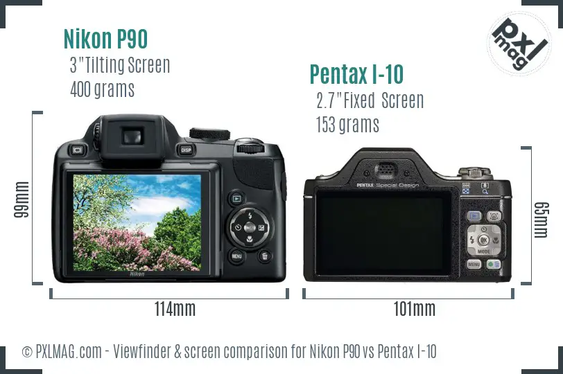 Nikon P90 vs Pentax I-10 Screen and Viewfinder comparison